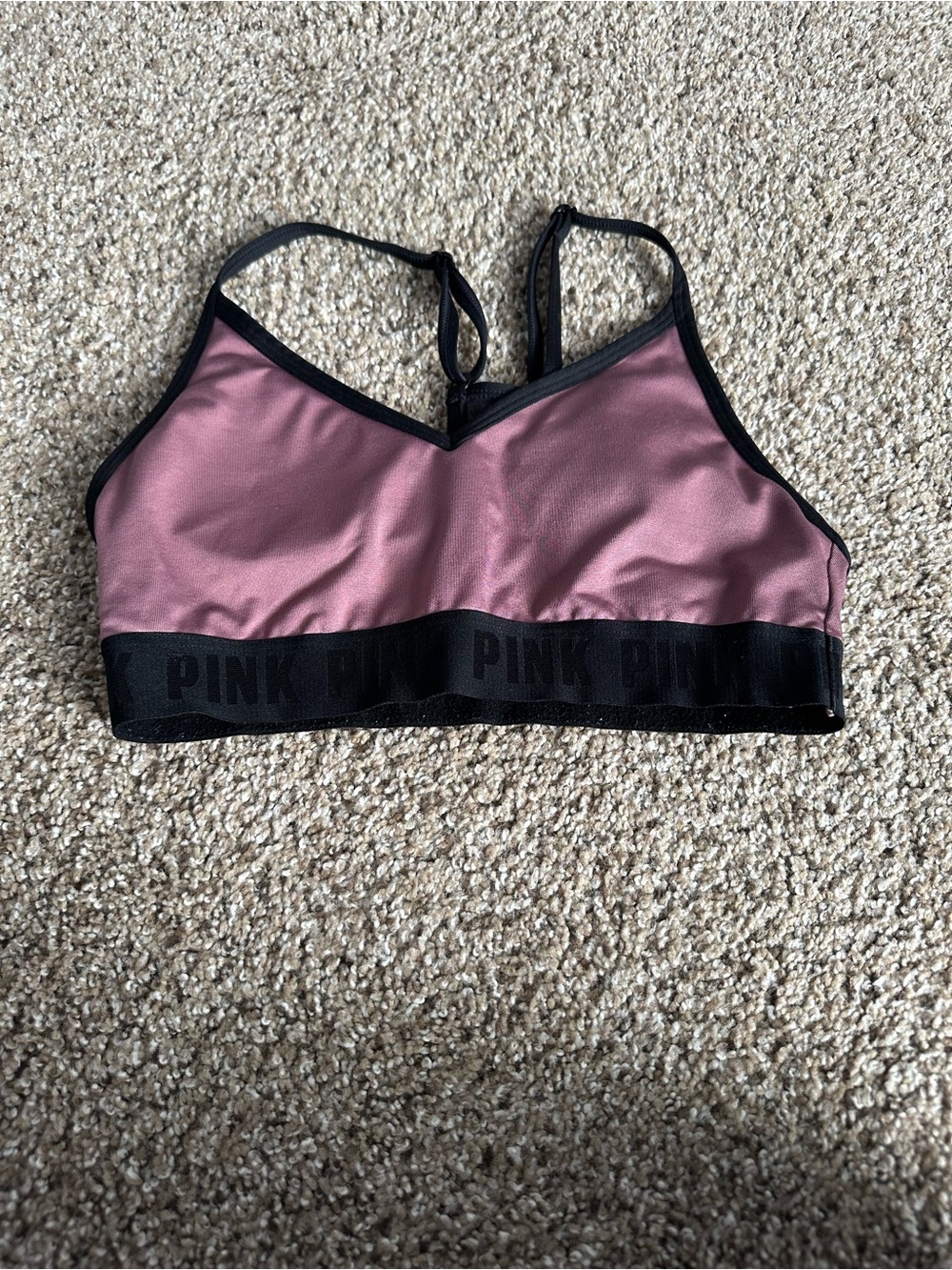 PINK Victoria's Secret Dusty Rose Sports Bra with Black Band
